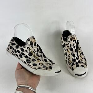 Converse Jack Purcell Sneaker Women's 6 Beige Leopard cheetah Print Casual Shoes